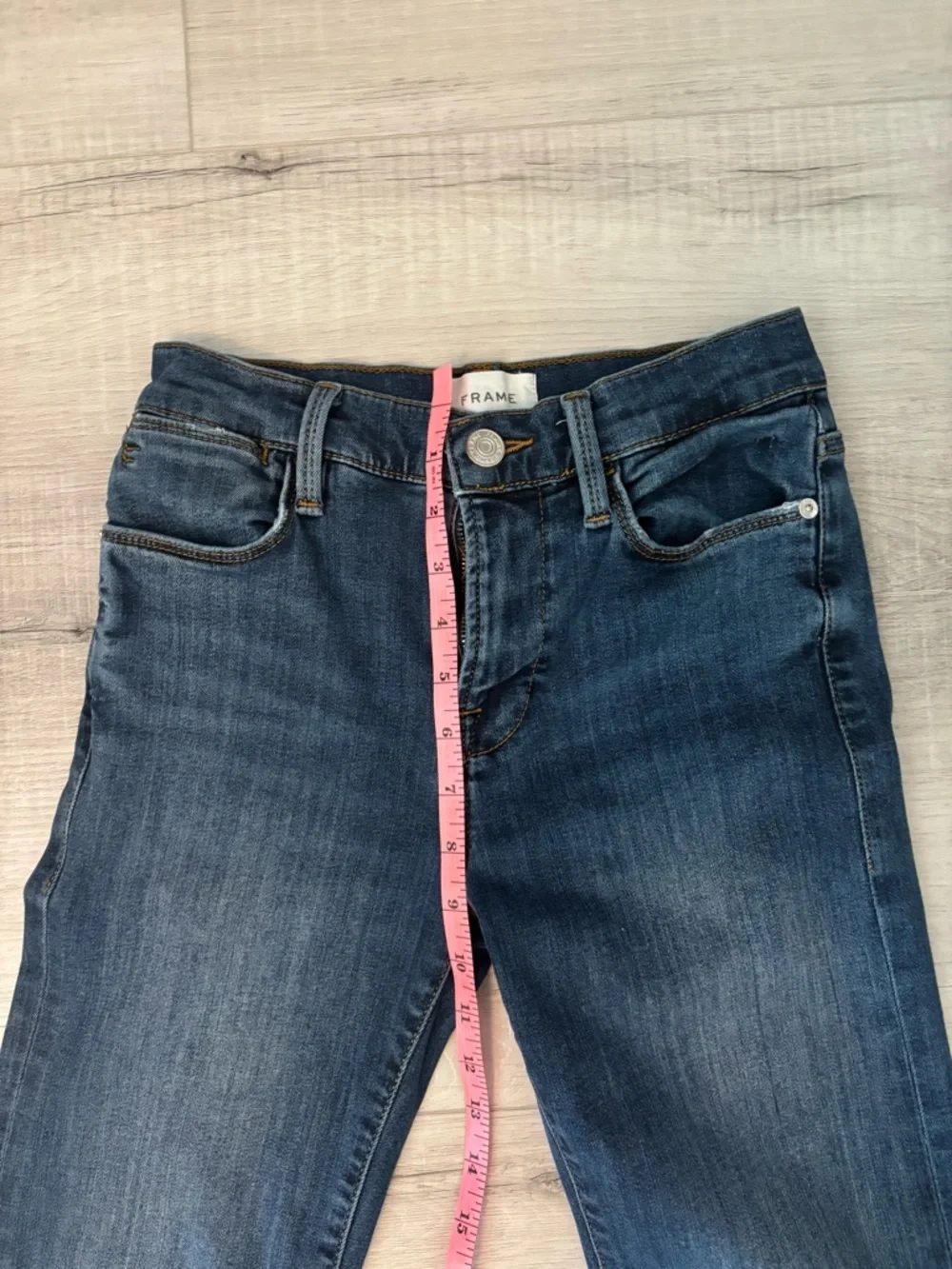 FRAME Le High Straight Jeans Womens 25 Blue Raw Hem Crop High Rise Premium Denim